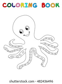 Octopus for coloring book for children. Vector illustration