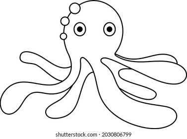 A octopus coloring cartoon vector art and illustration