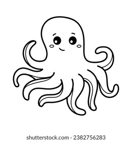 Octopus. Coloring page, coloring book page. Black and white vector illustration.