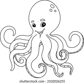 Octopus Coloring Page Isolated Kids Stock Vector (Royalty Free ...