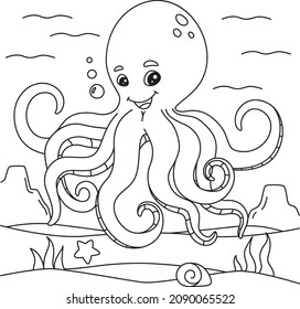 Octopus Coloring Page for Kids