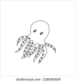 Octopus Coloring Page Kids Stock Vector (Royalty Free) 2180343659 ...