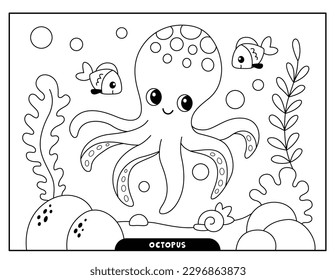 Octopus coloring pages for kids