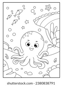 Octopus coloring pages for kids