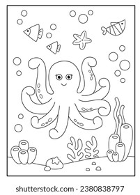 Octopus coloring pages for kids