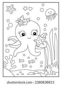 Octopus coloring pages for kids