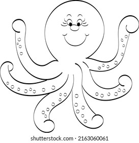 Octopus Coloring Printable Page Line Art Stock Vector (Royalty Free ...