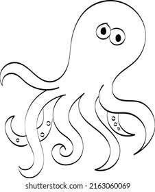 Octopus Coloring Printable Page. Line Art Drawing for print or use as poster, card, flyer or T Shirt