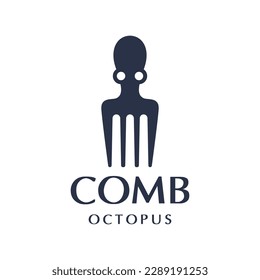 
octopus comb vector logo design