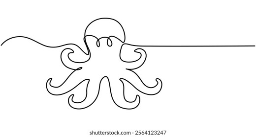 octopus continuous line art drawing style. Minimalist black octopus seafood outline. editable active stroke vector, octopus sketch, drawing by one continuous line, on abstract background vector pro. 