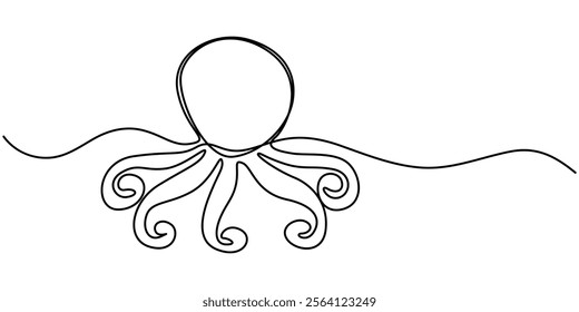 octopus continuous line art drawing style. Minimalist black octopus seafood outline. editable active stroke vector, octopus sketch, drawing by one continuous line, on abstract background vector pro. 