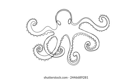 Octopus in continuous one line art style. Aquatic logo concept. Simple vector illustration