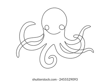 Octopus continuous one line drawing vector illustration 