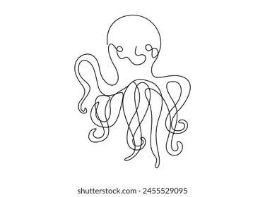 Octopus-Vektorillustration zum Zeichnen einer durchgehenden Linie 