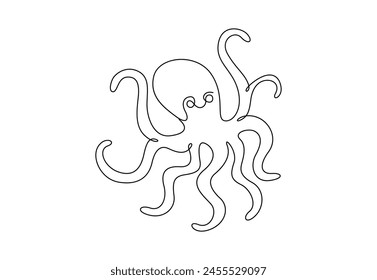 Octopus continuous one line drawing vector illustration 