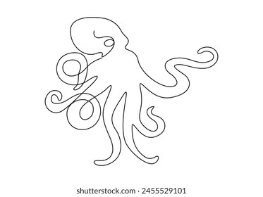 Octopus continuous one line drawing vector illustration 
