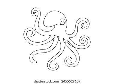 Octopus continuous one line drawing vector illustration 