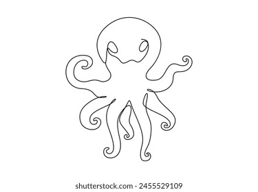 Octopus continuous one line drawing vector illustration 