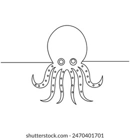 
Pulpo   dibujo continuo de una línea de Ilustración vectorial de contorno
