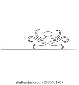 
Krake   Durchgehende einzeilige Zeichnung der Umriss-Vektorillustration
