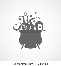 Octopus Cooked Halloween Concept Flat Icon On White Background