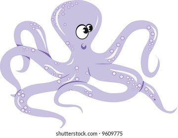 octopus crawling beyond white surface