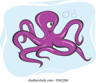 an octopus crawling underwater	