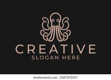 octopus creative creature logo design vector