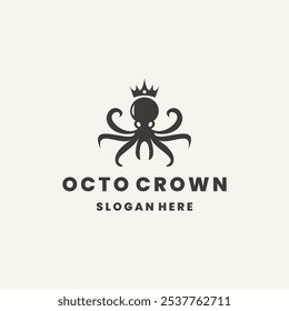 Octopus crown logo icon design template vector illustration