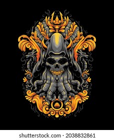 Octopus or Cthulhu monster Illustration. Suitable for t-shirt or merchandise products