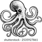 An octopus or cthulhu tattoo style woodcut kraken mascot squid concept

