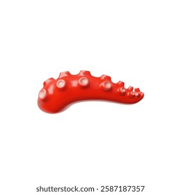 Octopus cut leg 3D cartoon plastic style vector illustration. Healthy seafood. Realistic chopped red squid tentacle ocean animal meat product ready for cooking. Dish from sea menu. Marine cuisine