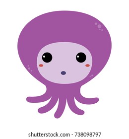 Octopus. Cute baby animal vector illustration