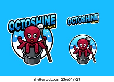 Octopus Cute Cartoon Mascot Logo Design Vector Illustration Created by Creativefctry