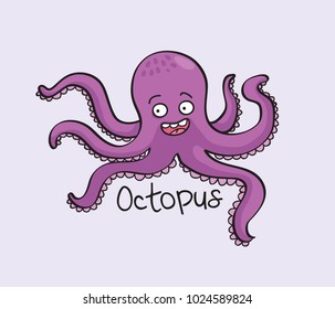 Octopus cute cartoon vector