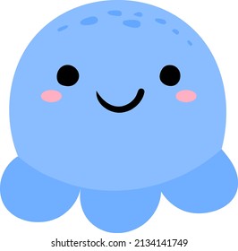 octopus cute character icon. Hand drawn vector illustration.