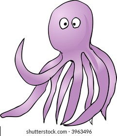 Octopus Cute friendly cartoon marine creature hand-drawn illustration