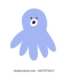 Octopus, cute funny sea animal. Marine underwater character with tentacles, surprised face expression, whimsical quirky doodle comic style. Kids flat vector illustration isolated on white background