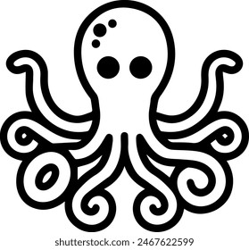 Octopus cute icon line style