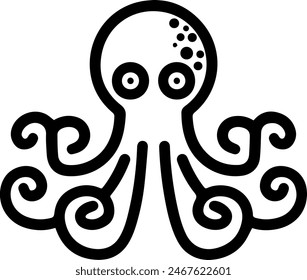 Octopus cute icon line style