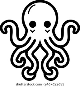 Octopus cute icon line style