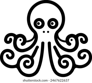 Octopus cute icon line style