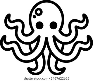 Octopus cute icon line style