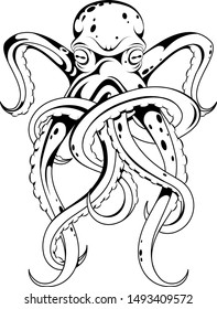 Octopus decorative tattoo on white