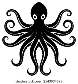 an octopus design on white background. Aquatic animals. Easy editable layered vector illustration.on white background.