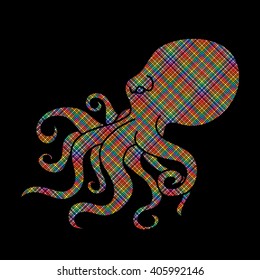 Octopus designed using colorful pixels graphic vector.
