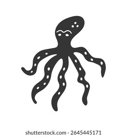Octopus Doodle Clipart. Playful hand drawn sea life animal vector illustration for marine designs.
