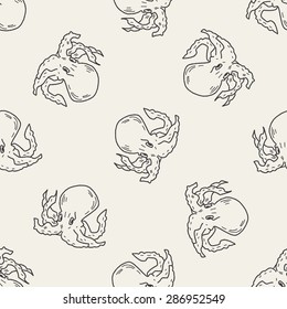 octopus doodle seamless pattern background