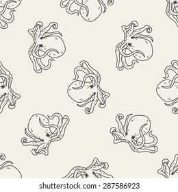 Octopus doodle seamless pattern background