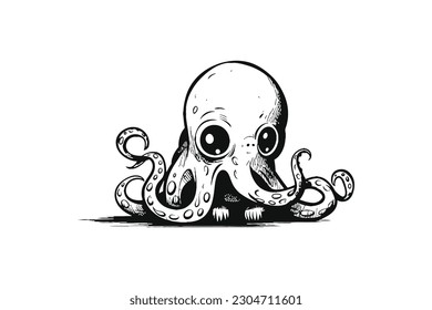 Octopus Drawing art Minimal Vector Logo Design Tshirt Sublimation Illustration Tattoo Art